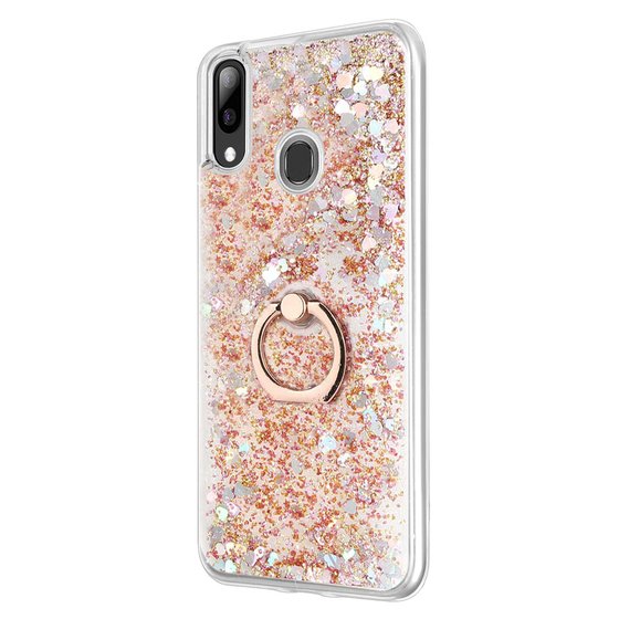 Microsonic Samsung Galaxy M10s Kılıf Glitter Liquid Holder Gold