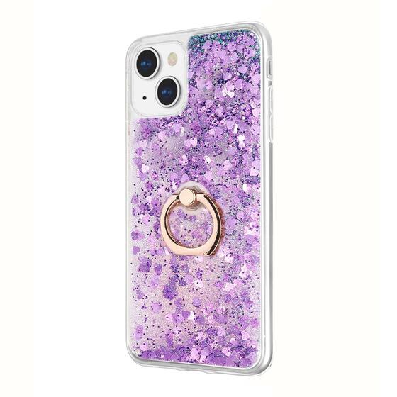 Microsonic Apple iPhone 14 Plus Kılıf Glitter Liquid Holder Mor