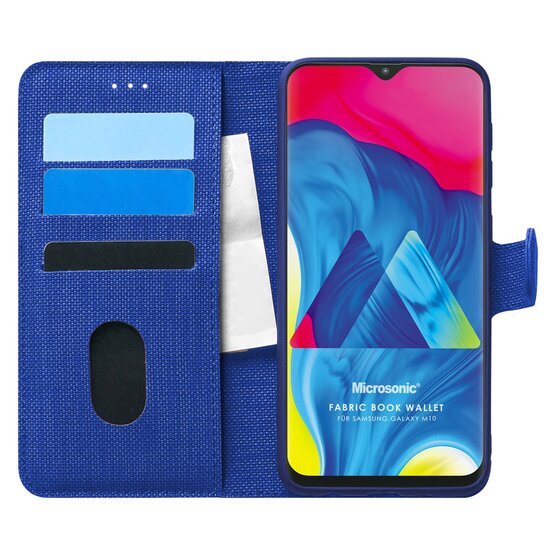 Microsonic Samsung Galaxy M10 Kılıf Fabric Book Wallet Lacivert