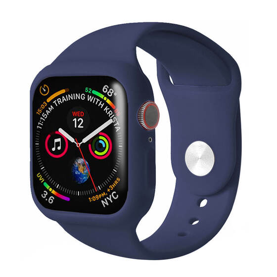 Microsonic Apple Watch Series 4 40mm Kordon 360 Coverage Silicone Lacivert