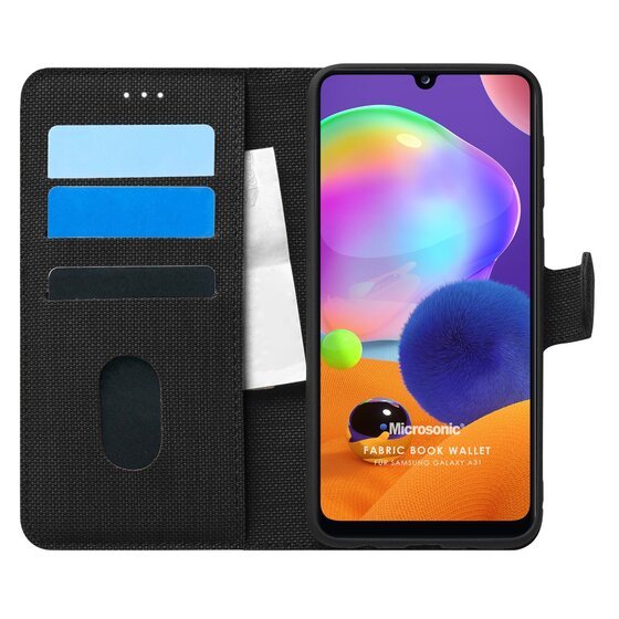 Microsonic Samsung Galaxy A31 Kılıf Fabric Book Wallet Siyah