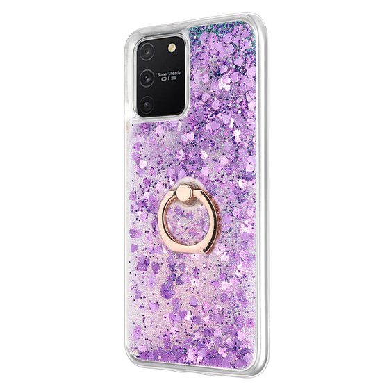 Microsonic Samsung Galaxy A91 Kılıf Glitter Liquid Holder Mor