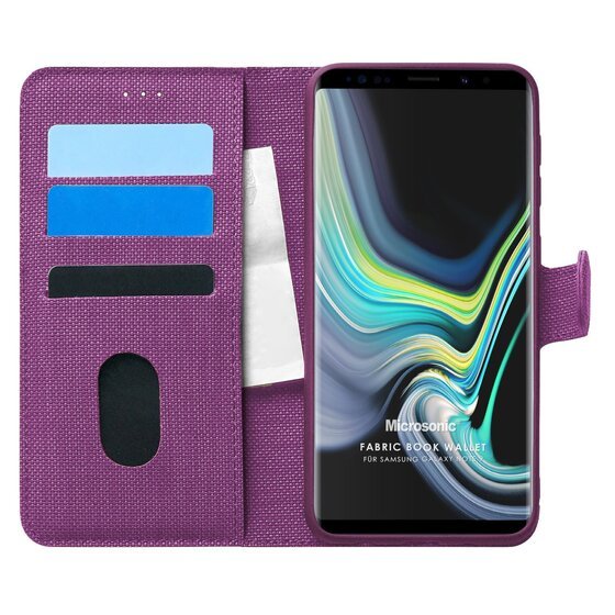 Microsonic Samsung Galaxy Note 9 Kılıf Fabric Book Wallet Mor