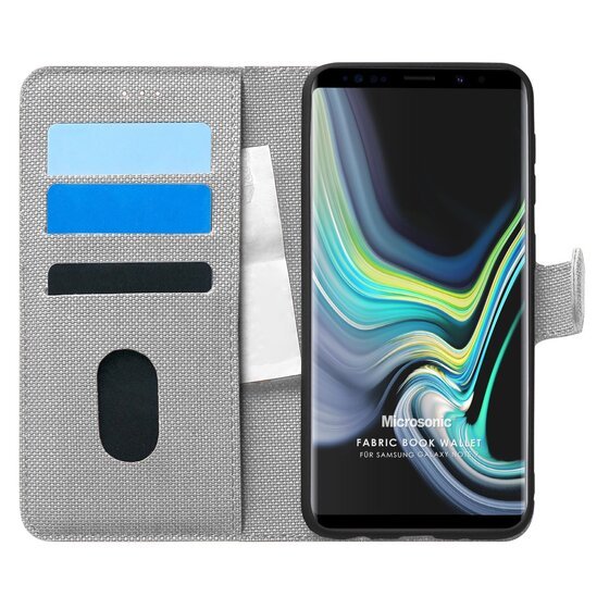 Microsonic Samsung Galaxy Note 9 Kılıf Fabric Book Wallet Gri