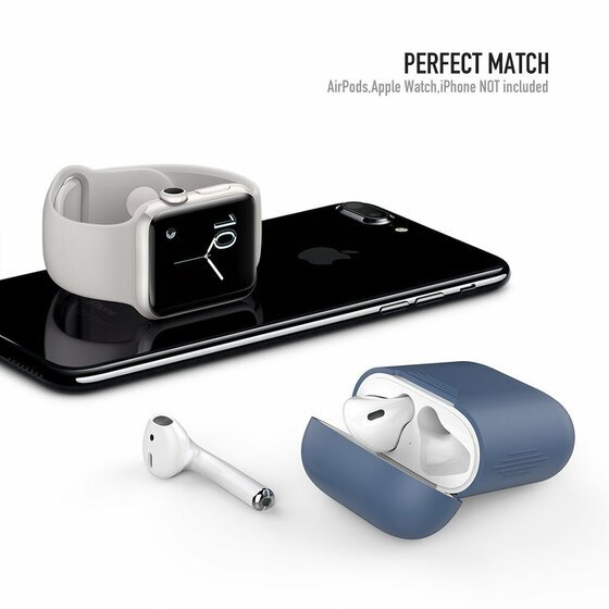 Microsonic Apple AirPods Bluetooth Kulaklık için Silikon Kılıf Lacivert