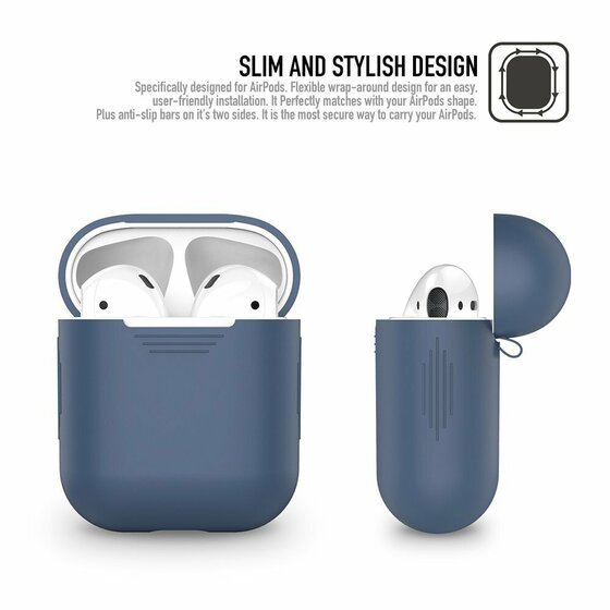 Microsonic Apple AirPods Bluetooth Kulaklık için Silikon Kılıf Lacivert