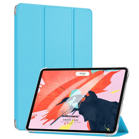 Microsonic Apple iPad Pro 12.9'' 2021 5. Nesil Kılıf (A2378-A2461-A2379-A2462) Slim Translucent Back Smart Cover Mavi