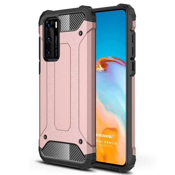 Microsonic Huawei P40 Kılıf Rugged Armor Rose Gold