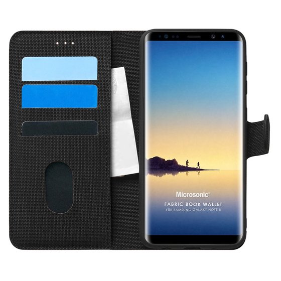 Microsonic Samsung Galaxy Note 8 Kılıf Fabric Book Wallet Siyah