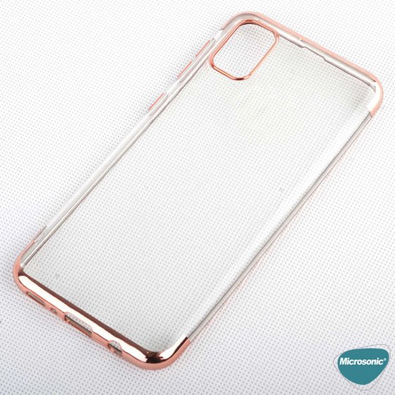 Microsonic Samsung Galaxy M31s Kılıf Skyfall Transparent Clear Rose Gold