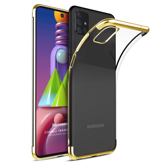 Microsonic Samsung Galaxy M31s Kılıf Skyfall Transparent Clear Gold