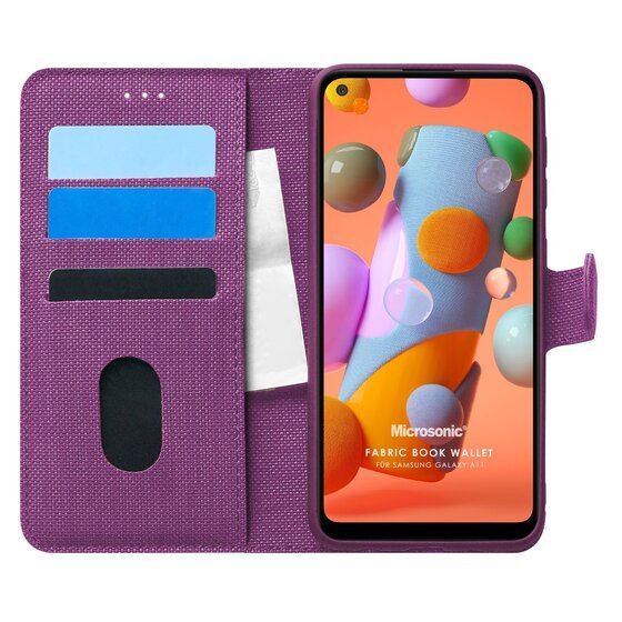 Microsonic Samsung Galaxy A11 Kılıf Fabric Book Wallet Mor