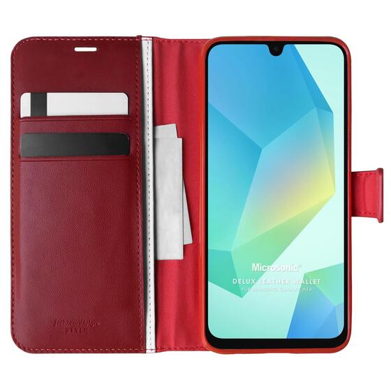 Microsonic Samsung Galaxy A16 Kılıf Delux Leather Wallet Kırmızı