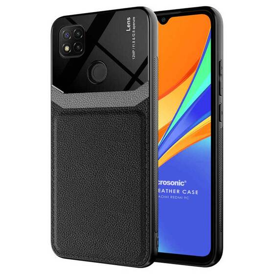 Microsonic Xiaomi Redmi 9C Kılıf Uniq Leather Siyah