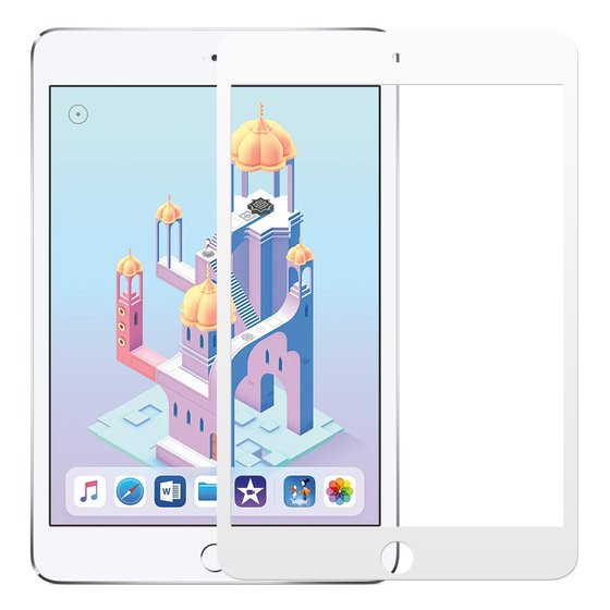 Microsonic Apple iPad Mini 4 (A1538-A1550) Tam Kaplayan Temperli Cam Ekran Koruyucu Beyaz