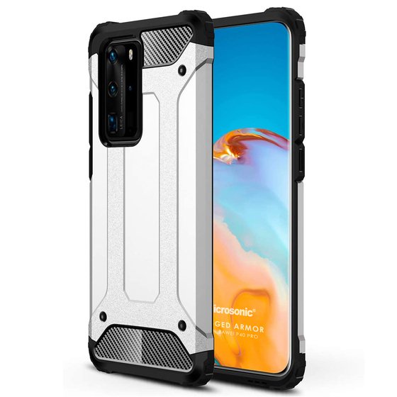 Microsonic Huawei P40 Pro Kılıf Rugged Armor Gümüş