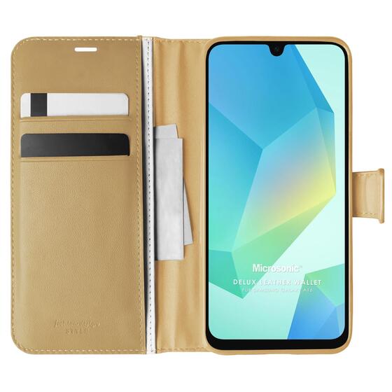 Microsonic Samsung Galaxy A16 Kılıf Delux Leather Wallet Gold