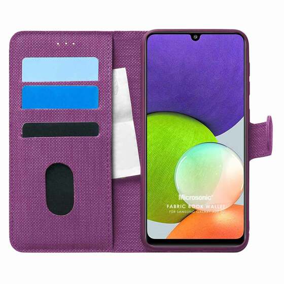 Microsonic Samsung Galaxy M32 4G Kılıf Fabric Book Wallet Mor