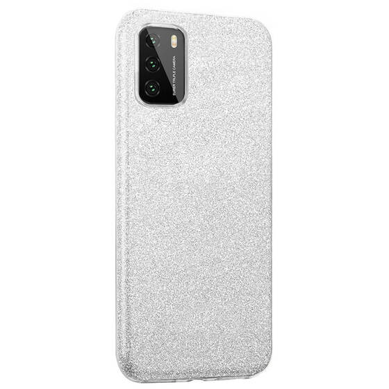 Microsonic Xiaomi Poco M3 Kılıf Sparkle Shiny Gümüş