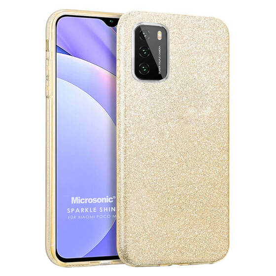 Microsonic Xiaomi Poco M3 Kılıf Sparkle Shiny Gold