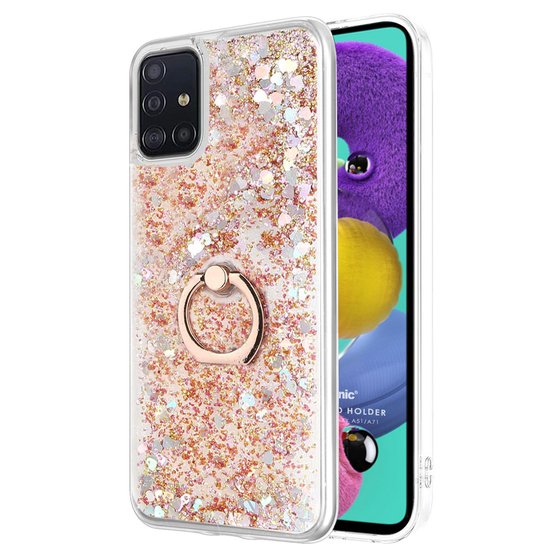 Microsonic Samsung Galaxy A51 Kılıf Glitter Liquid Holder Gold