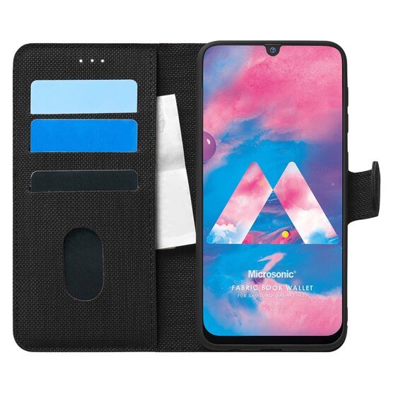 Microsonic Samsung Galaxy M30 Kılıf Fabric Book Wallet Siyah