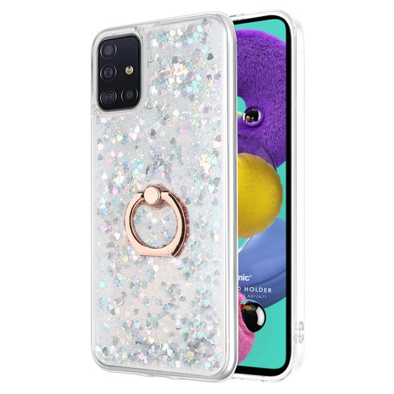 Microsonic Samsung Galaxy A51 Kılıf Glitter Liquid Holder Gümüş