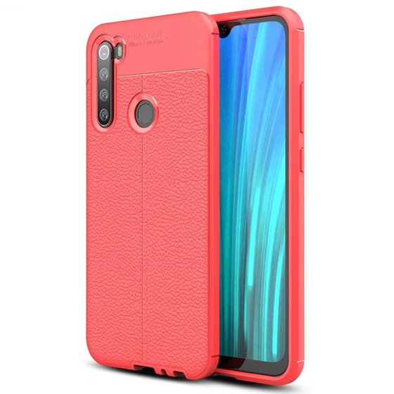 Microsonic Xiaomi Redmi Note 8 Kılıf Deri Dokulu Silikon Kırmızı