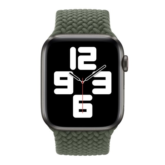 Microsonic Apple Watch SE 40mm Kordon, (Small Size, 127mm) Braided Solo Loop Band Koyu Yeşil