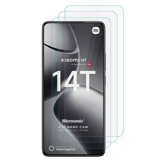 Microsonic Xiaomi 14T Screen Protector Nano Glass Cam Ekran Koruyucu (3`lü Paket)