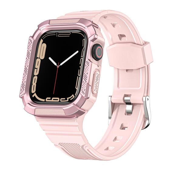 Microsonic Apple Watch 7 45mm Kordon Dual Apex Resist Pembe