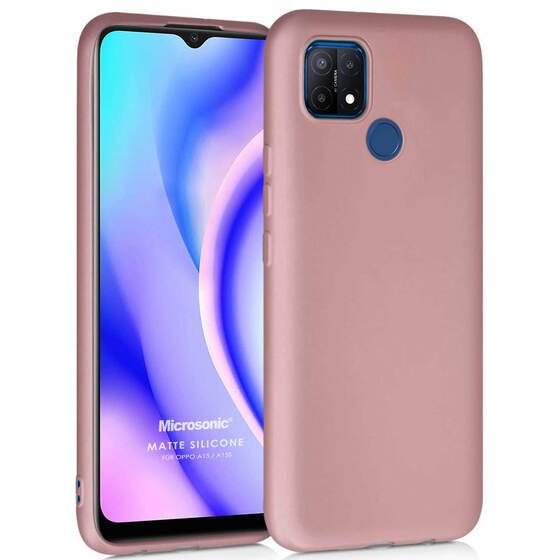 Microsonic Matte Silicone Oppo A15s Kılıf Rose Gold