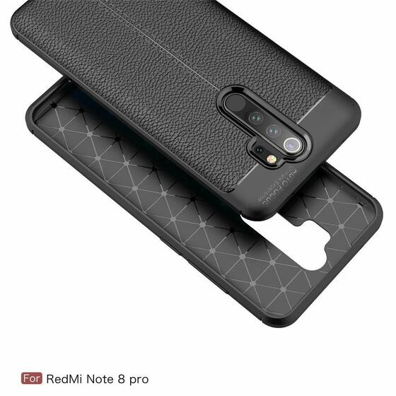 Microsonic Xiaomi Redmi Note 8 Pro Kılıf Deri Dokulu Silikon Kırmızı