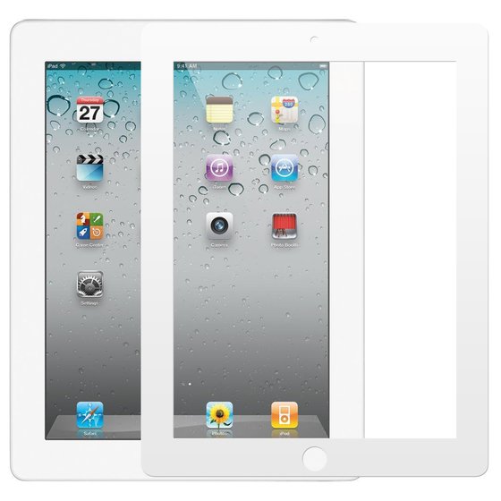 Microsonic Apple iPad 2 & 3 & 4 Tam Kaplayan Temperli Cam Ekran Koruyucu Beyaz