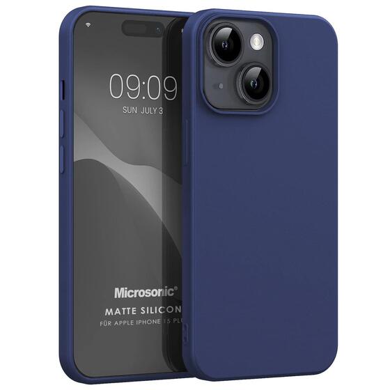 Microsonic Matte Silicone Apple iPhone 15 Plus Kılıf Lacivert