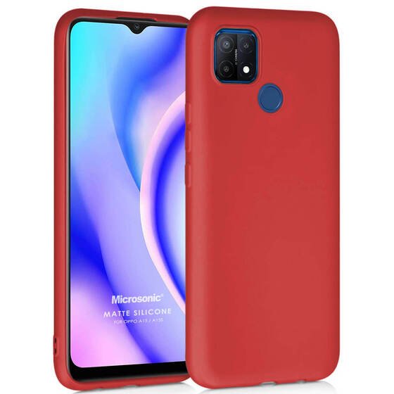 Microsonic Matte Silicone Oppo A15s Kılıf Kırmızı