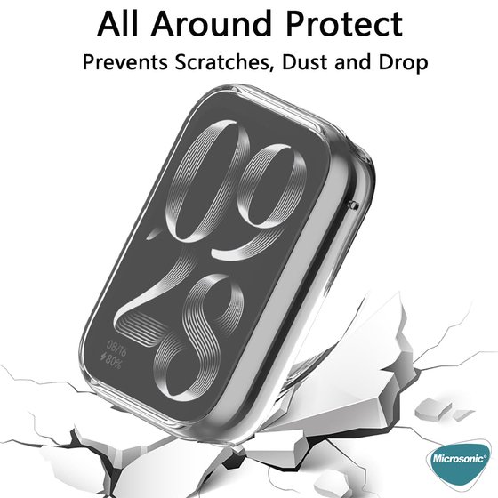 Microsonic Xiaomi Smart Band 8 Pro Kılıf 360 Full Round Soft Silicone Siyah