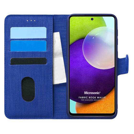 Microsonic Samsung Galaxy A52 Kılıf Fabric Book Wallet Lacivert