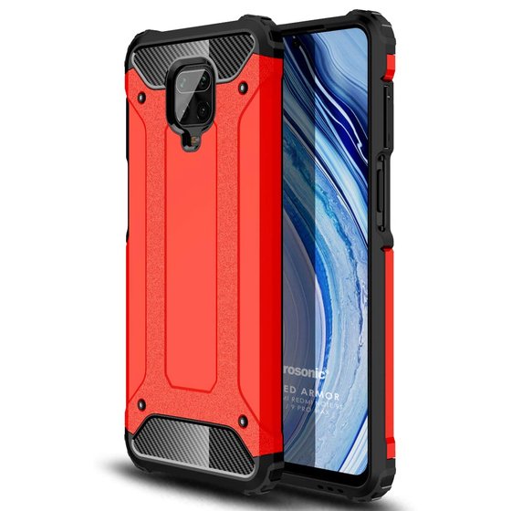 Microsonic Xiaomi Redmi Note 9 Pro Kılıf Rugged Armor Kırmızı