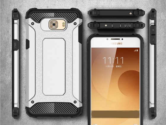 Microsonic Samsung Galaxy C7 Pro Kılıf Rugged Armor Rose Gold