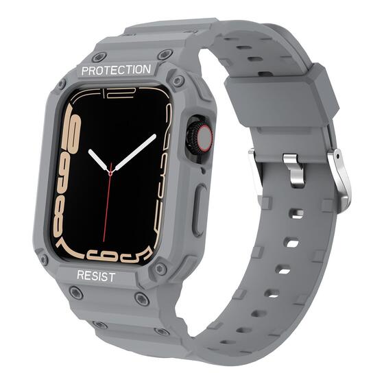 Microsonic Apple Watch 7 41mm Kordon Single Apex Resist Açık Gri