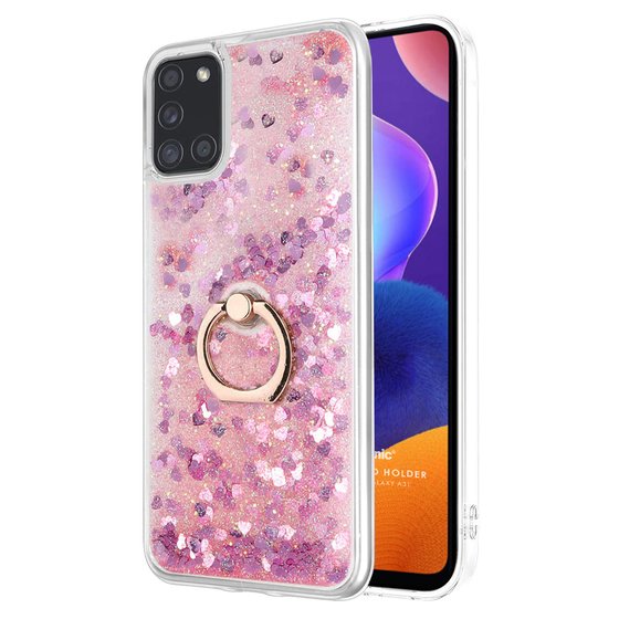 Microsonic Samsung Galaxy A31 Kılıf Glitter Liquid Holder Pembe