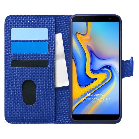 Microsonic Samsung Galaxy J6 Plus Kılıf Fabric Book Wallet Lacivert