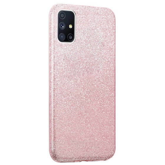 Microsonic Samsung Galaxy M31s Kılıf Sparkle Shiny Rose Gold