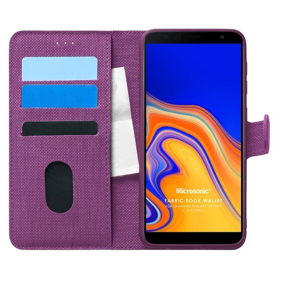 Microsonic Samsung Galaxy J4 Plus Kılıf Fabric Book Wallet Mor