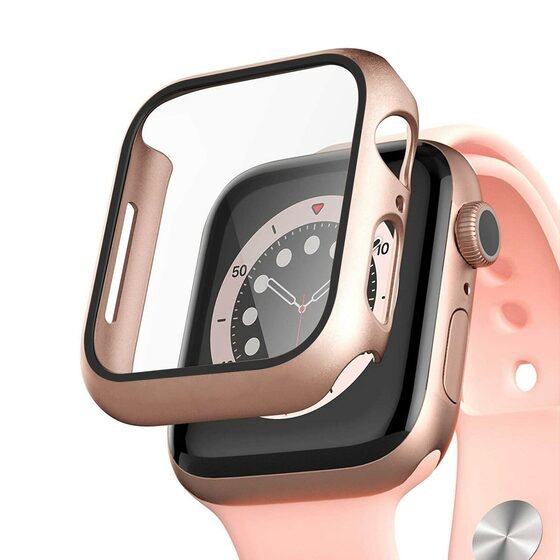 Microsonic Apple Watch Series 7 45mm Kılıf Matte Premium Slim WatchBand Rose Gold