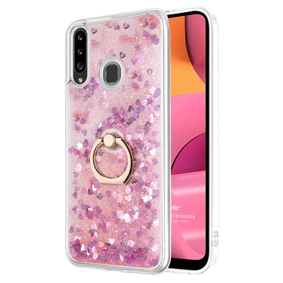 Microsonic Samsung Galaxy A20s Kılıf Glitter Liquid Holder Pembe