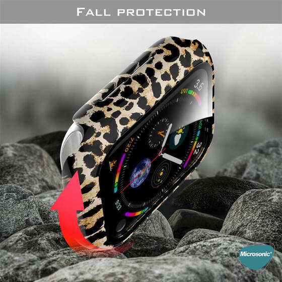 Microsonic Apple Watch Series 7 41mm Kılıf Hard Full Protective Cover Bumper Zebra