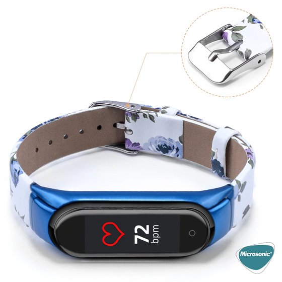 Microsonic Xiaomi Mi Band 5 Kordon Flowers Wrist Strap Mavi