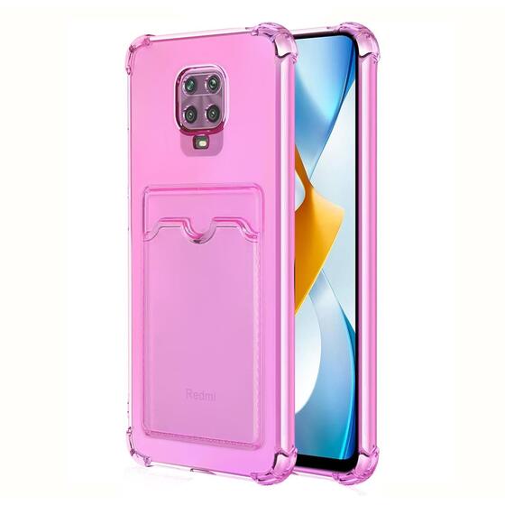 Microsonic Xiaomi Redmi Note 9 Pro Max Card Slot Shock Kılıf Pembe